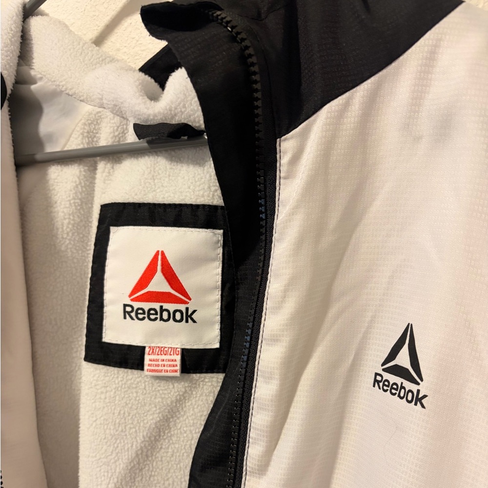 Reebok Black and White Fleece-lined windbreaker Jacket Men’s size XXL - Picture 2 of 6